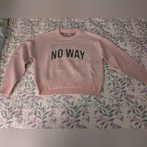 SO Small "No Way" Graphic Pink Knit Sweater